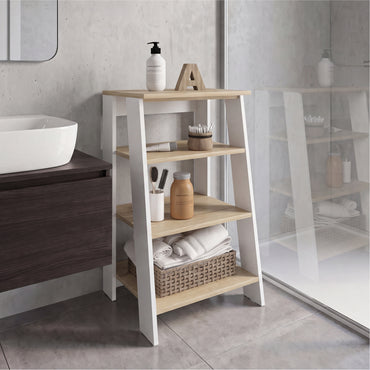 Tuhome St. Lucia Linen Cabinet with Single Door, Two Interior Shelves, Two Open Shelves, Tall Slim Storage Organizer for Towels, Toiletries, and Home Essentials, Modern Space-Saving Cabinet