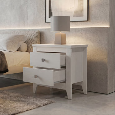Tuhome Amara 24" Tall Nightstand with 2 Spacious Drawers, Wide Superior Top for Décor Display, Elegant Metal Handles, Classic–Modern Bedroom Storage Solution Offering Style, Functionality and Daily Organization