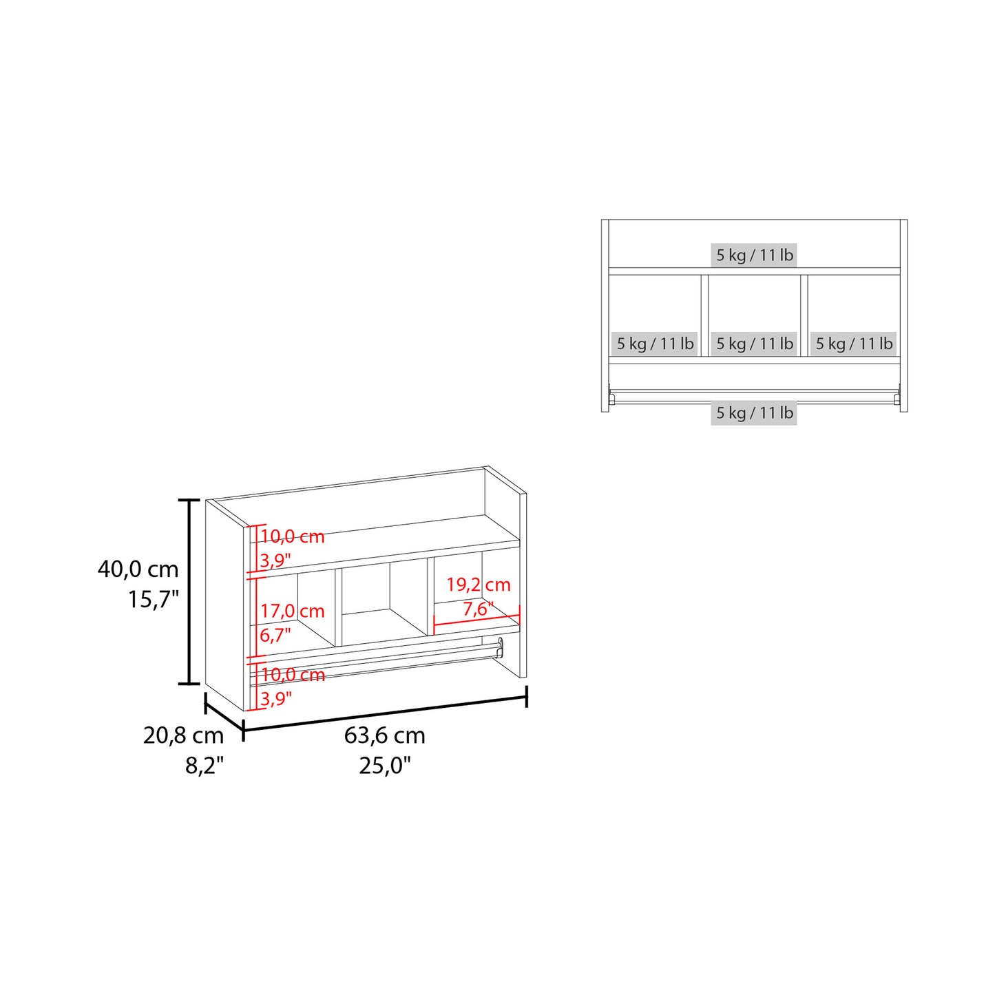 Starke Bathroom Wall Shelf with Towel Bar, Compact Storage With A Wide Upper Shelf, Three Comapct Middle Shelves and Towel Holder for Bathroom Organizer