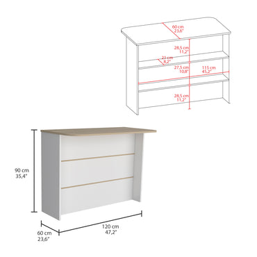 Fendi Kitchen Island with Open Down Shelves, Storage Cabinets, and Top Counter Space For A Modern Style Kitchen or Coffee Station