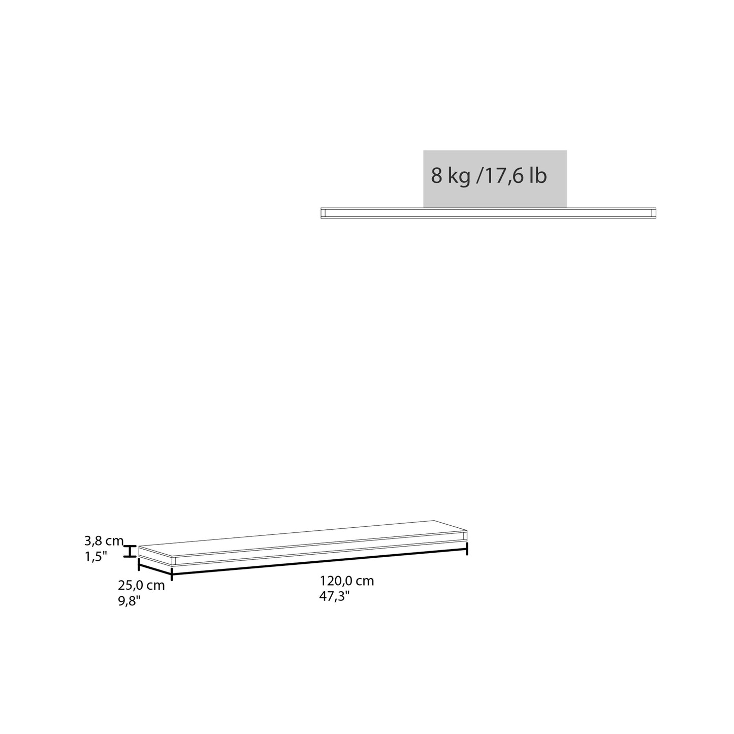 Ecco 47" Wide Floating Shelves Set Of 2, Shelves For Wall Decor For Bedroom, Bathroom Storage Shelves, Book Shelves For Living Room