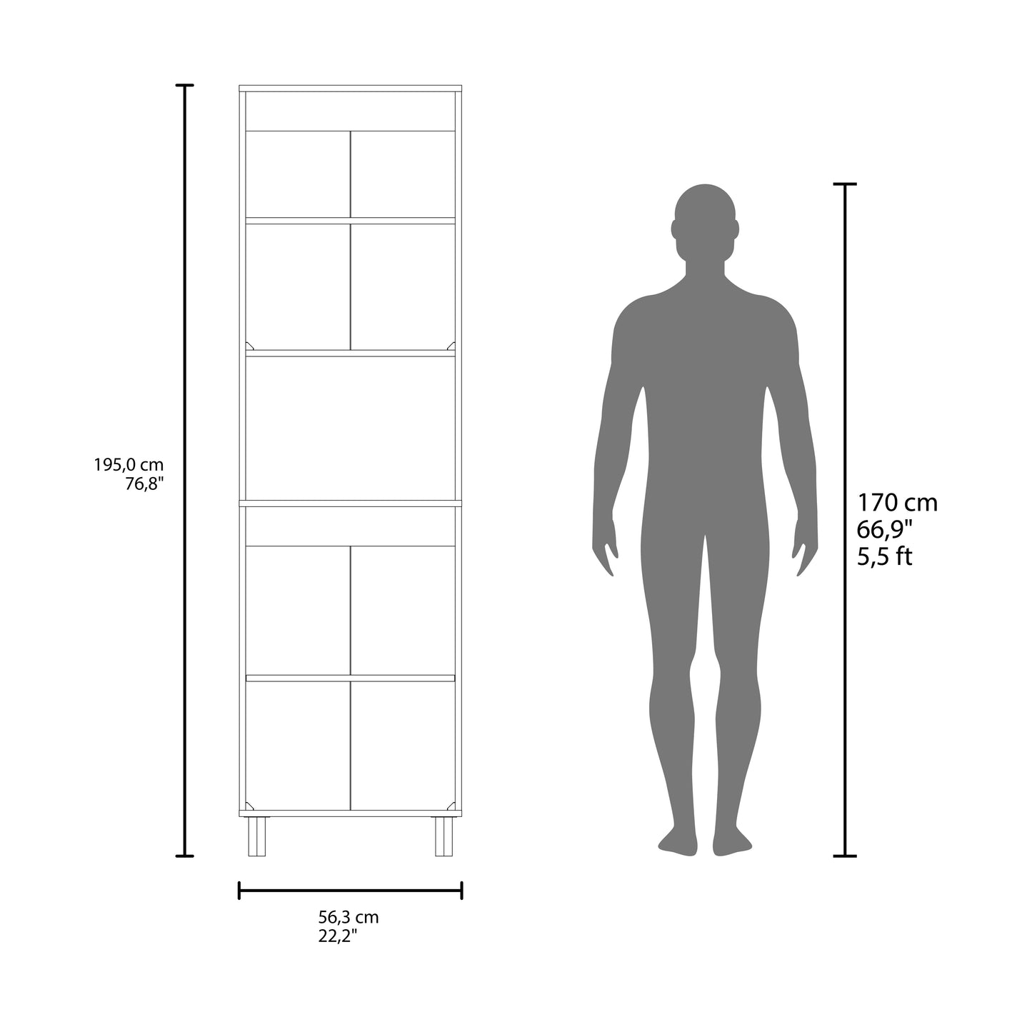 Kitchen Pantry Linden 76,8" Tall Two Cabinets