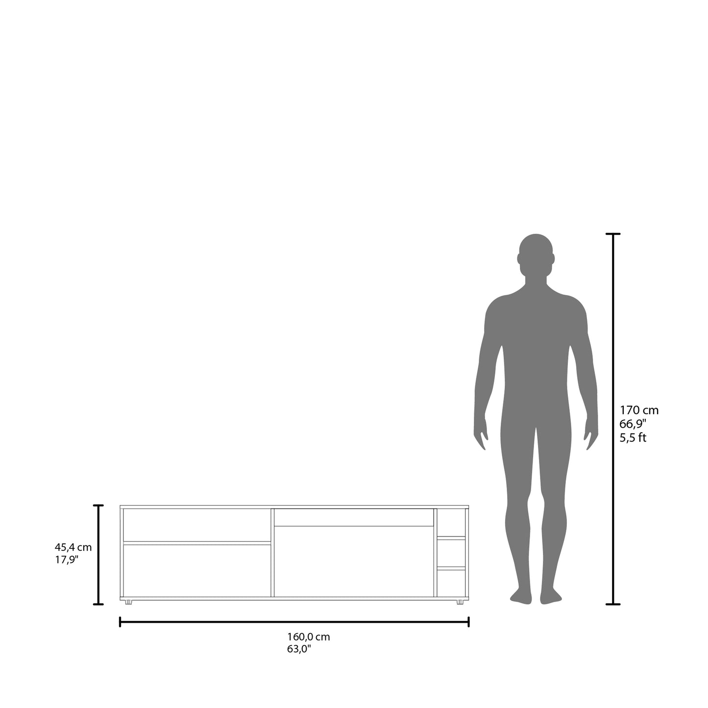 Suxta 63" Wide TV Stand with Bottle Cubbies White