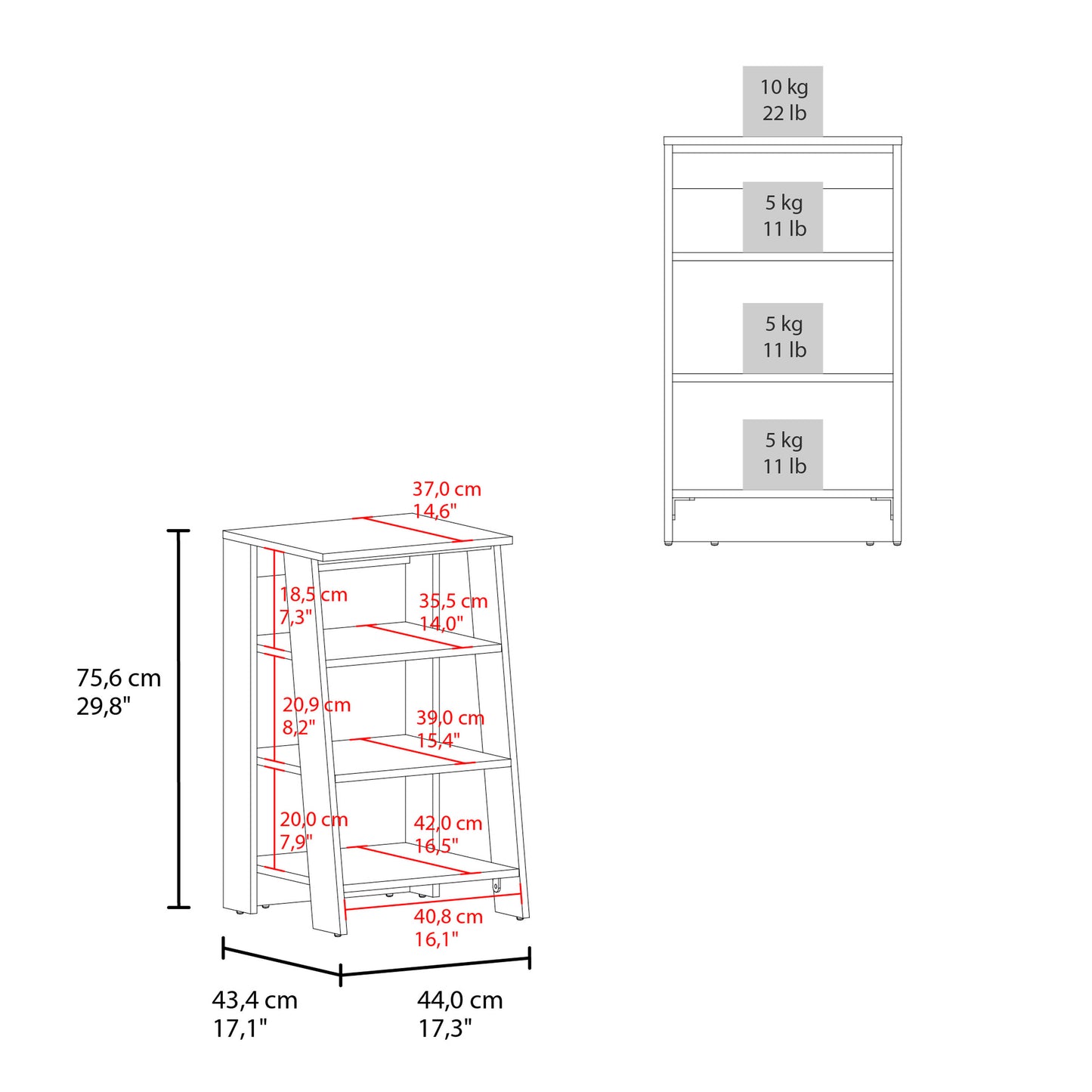 Bathbi Ladder Shelf Organizer for Bathroom, Side Table, Living room 30" High 4-Tier