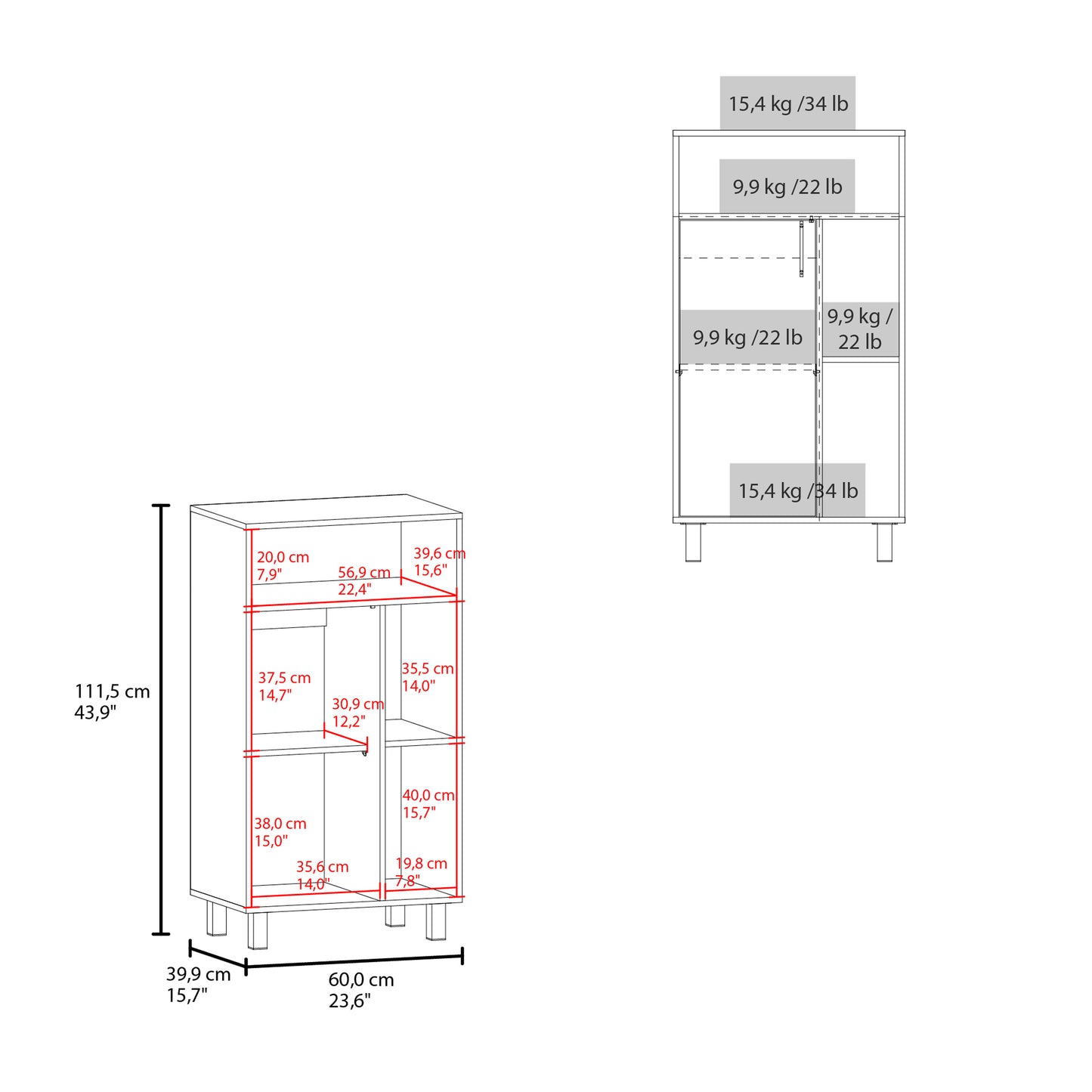 Bryce Base Cabinet, Compact Organizer, With One Door, Open Shelves And Top Display Space