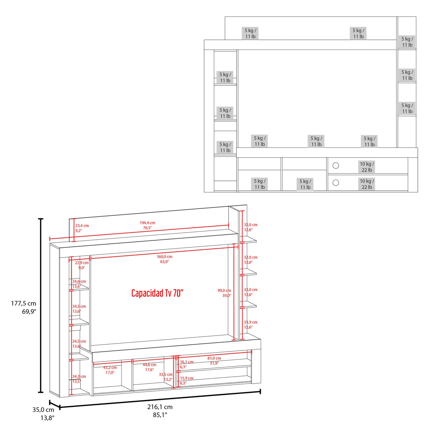 Cecil Entertainment Center and TV Stand with Open Below Shelves and Storage Compartments with One Door