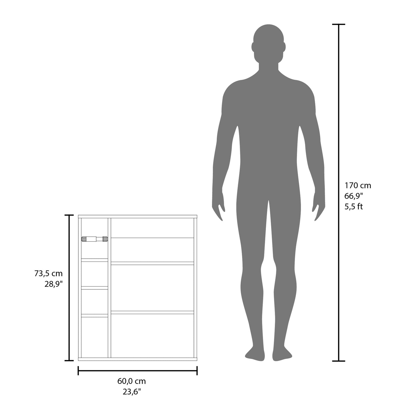 Meller Wall-Mounted Medicine Cabinet With One Door And 3 Open Shelves, Modern Bathroom Storage Organizer