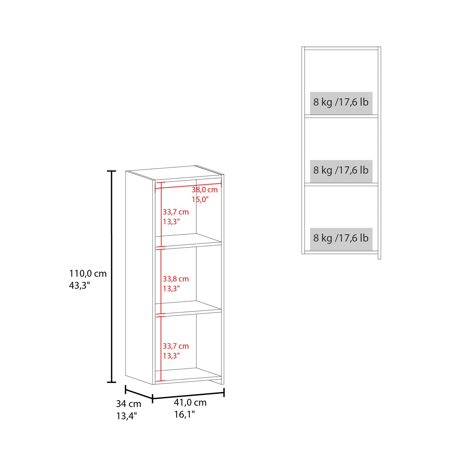 Obregon Wall Cabinet for Bathroom with Two Shelves, a Drawer