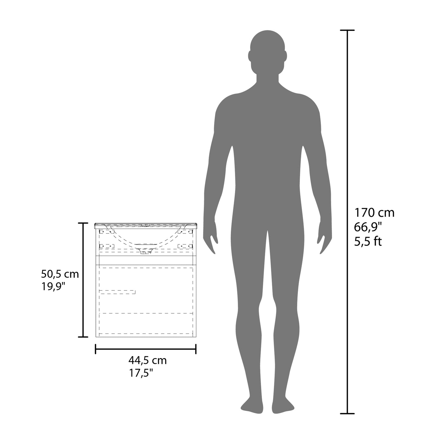 Primavera 18" Wide Floating Bathroom Vanity, With One Cabinet And Two Shelves