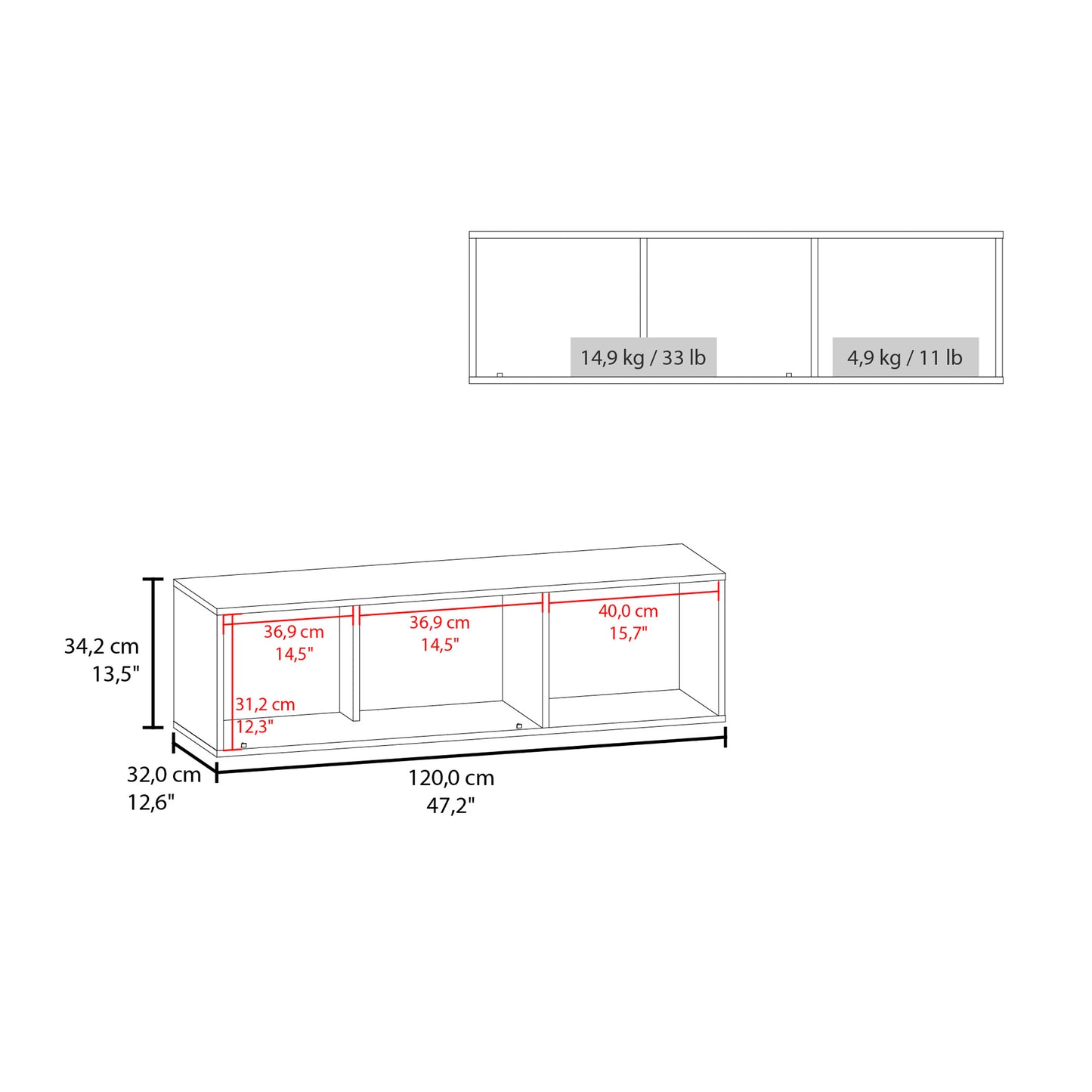 Sahara 47" Wide One - Door Wall Cabinet With Three Shelves And Pull Up Door For Home Office, Living Room, Kitchen, Garage