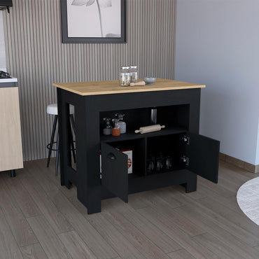 Arlet Kitchen Island Black Macadamia
