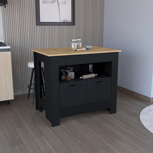 Arlet Kitchen Island Black Macadamia