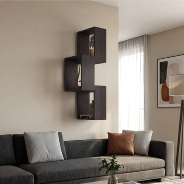 TUHOME Seyner Wall Shelf with Six Open Storage Cubes, Modern Display Design for Books and Decor, Space-Saving Mounted Structure Ideal for Living Rooms, Offices or Hallways, Functional Organization for Contemporary Homes