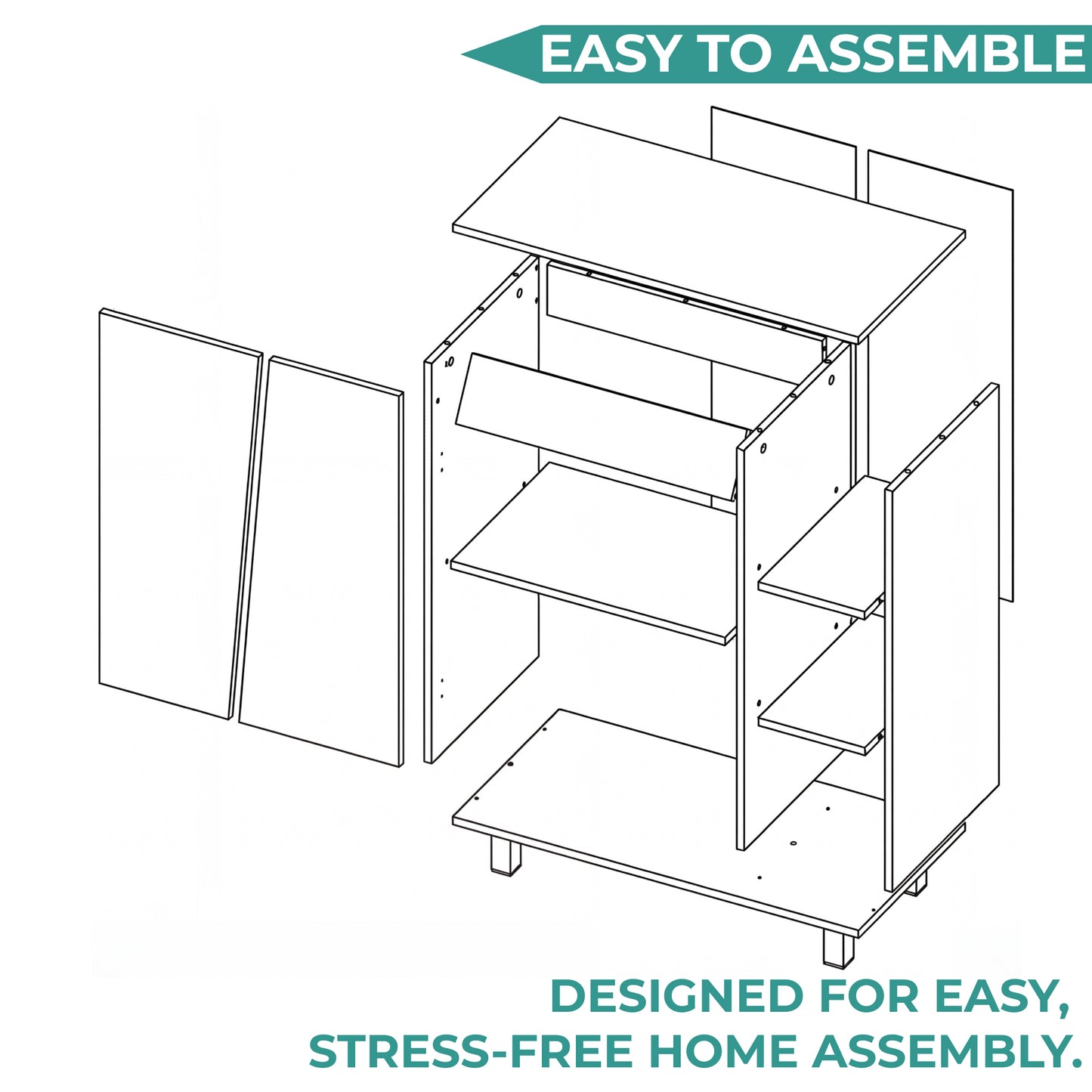 Cesna Microwave Sideboard Cabinet, Cesna Microwave Sideboard Cabinet, Freestanding Compact Kitchen Pantry with Two-Door Cabinet Storage, Three Side Open Shelves and, Appliance Surface