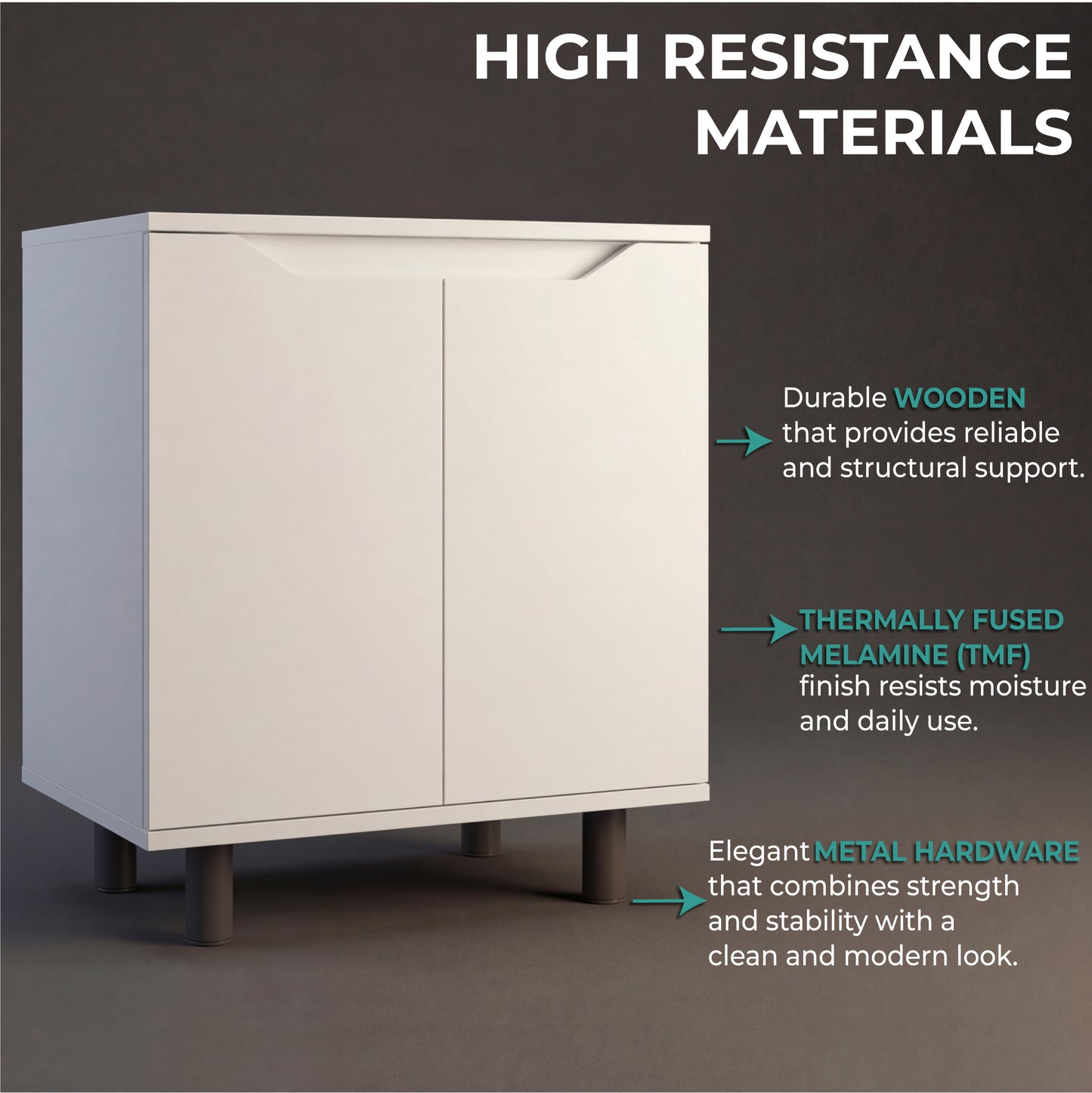 Marlo Under Sink Cabinet with Two Doors and Interior Storage Shelves, Cut-Out Back, 22” Wide Freestanding Modern Bathroom Storage, Compact and Stylish Solution for Small Bathrooms, Powder Rooms, or Guest Spaces