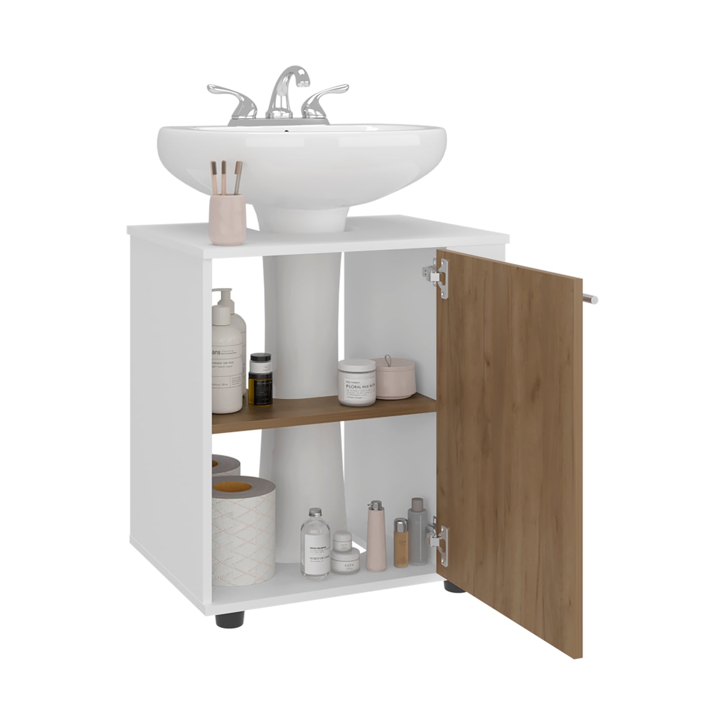 Phillips Under Sink Cabinet, Double Door Storage with Open Back for Pipes, Wide Unit, Freestanding Cabinet