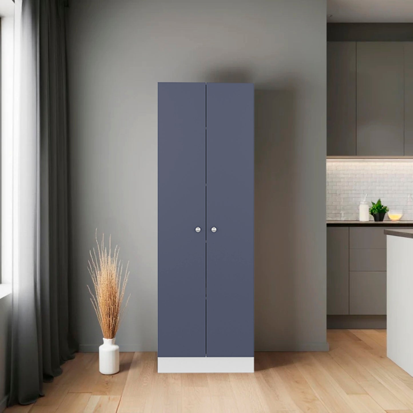 Multistorage Pantry Cabinet with Five Storage Shelves And Two Doors, Kitchen Storage and Organization Solution