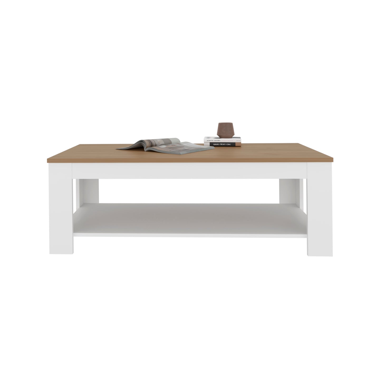 Cecile Coffee Table with Storage Shelf, Modern Design for Living Room or Lounge Area