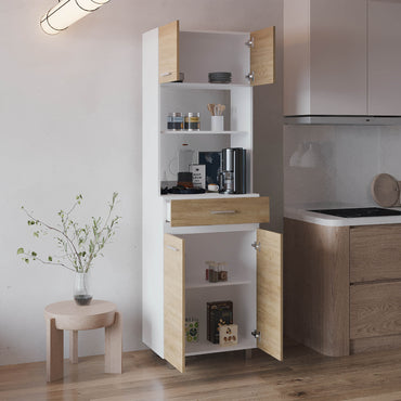 Sicilia Pantry Cabinet Freestanding Kitchen Storage Unit with Two Doors and Multiple Interior Shelves, Ideal for Organizing Food, Dishes, Cookware, and Small Appliances