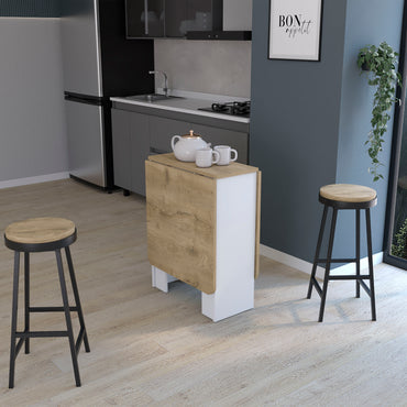 TUHOME Gateleg Folding Table with Space-Saving Drop-Leaf Design, Compact Foldable Structure and Sturdy Work Surface Offering Versatile Dining, Crafting and Home Office Functionality for Modern Small-Space Living