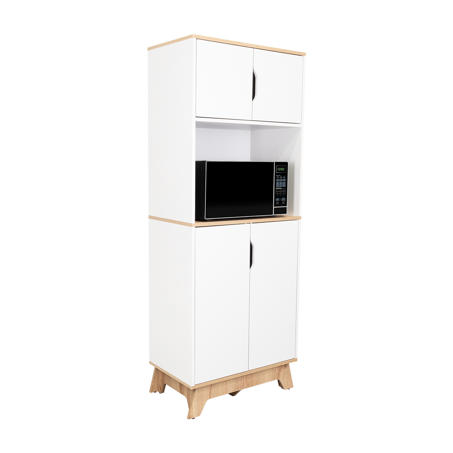 Pamplona Microwave Tall Cabinet, Counter Surface, Top- Lower Double Doors