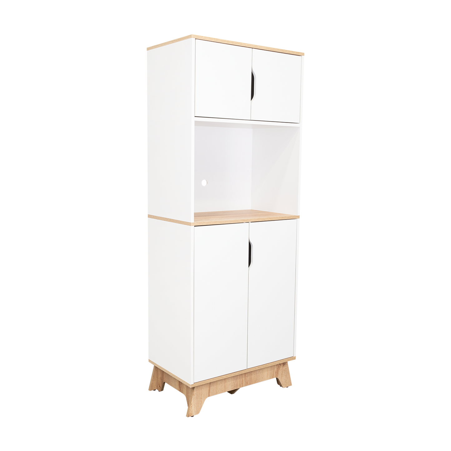 Pamplona Microwave Tall Cabinet, Counter Surface, Top- Lower Double Doors