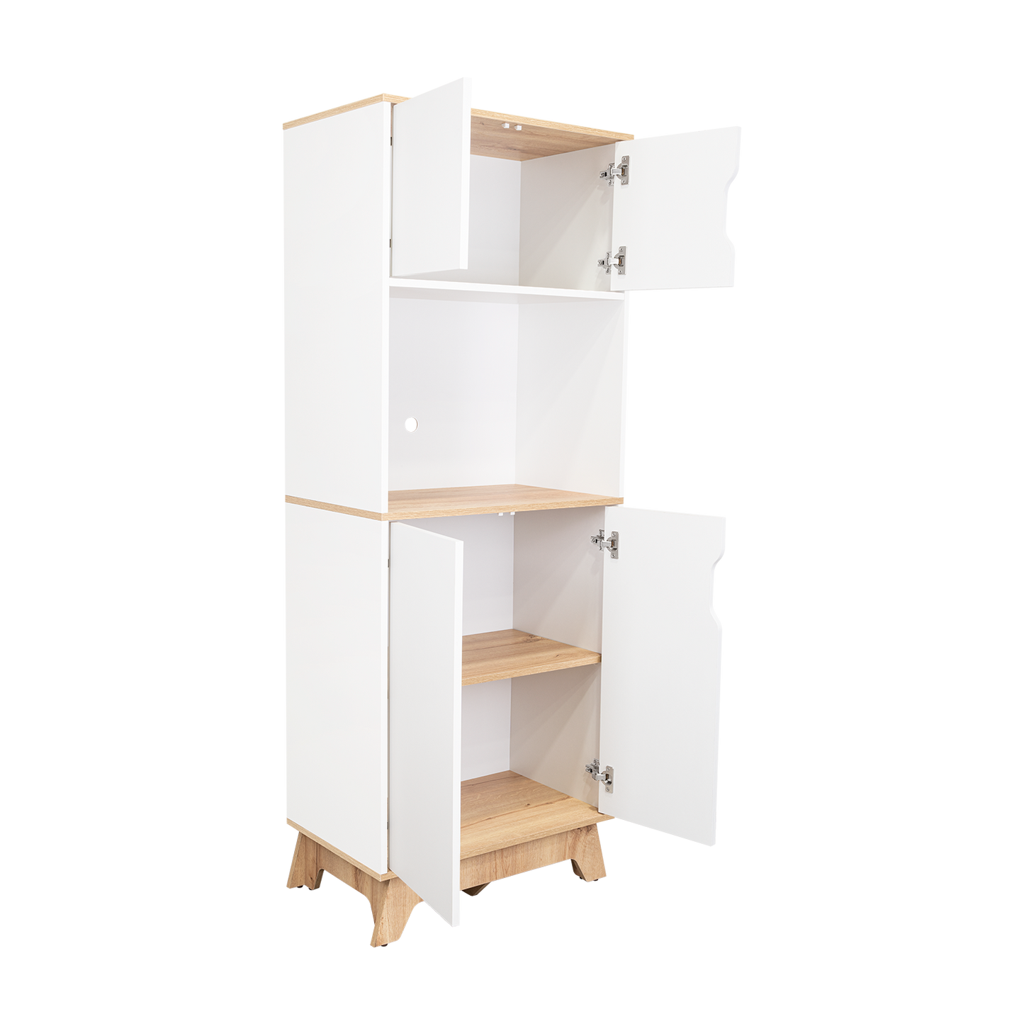 Pamplona Microwave Tall Cabinet, Counter Surface, Top- Lower Double Doors