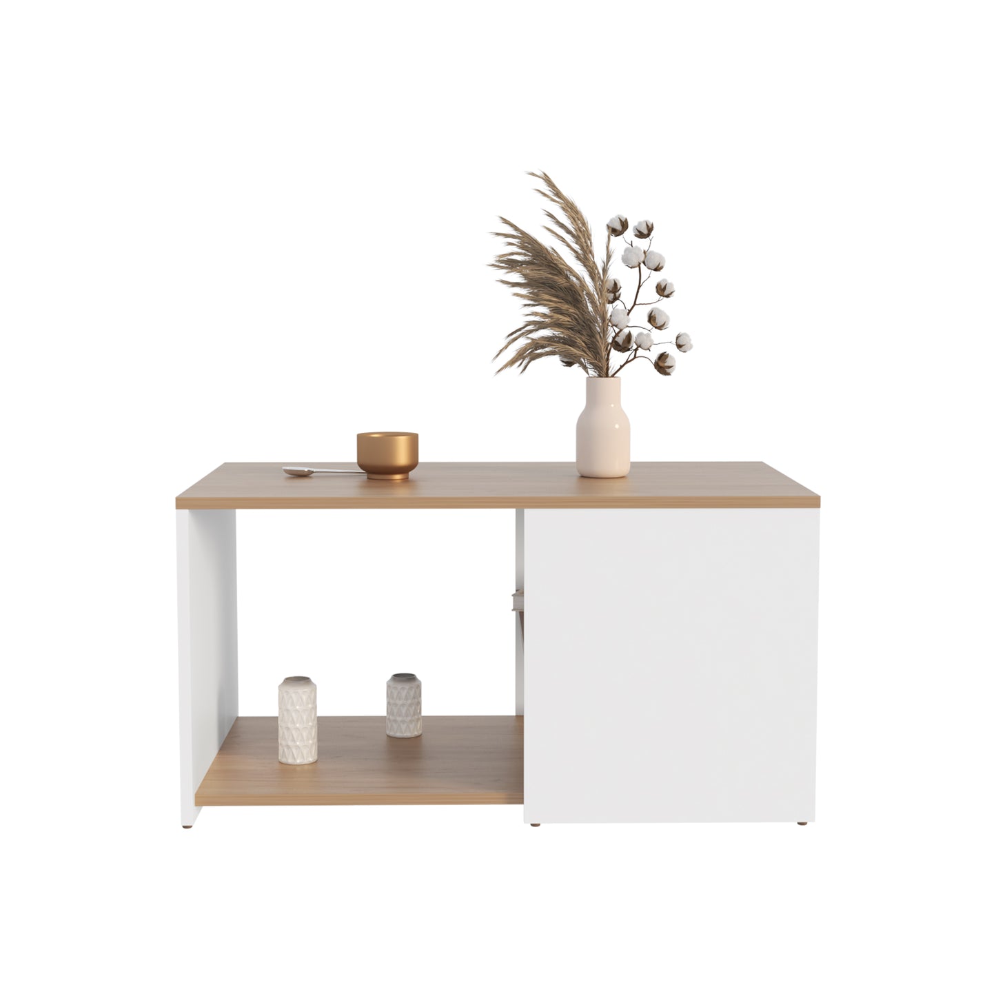 Adele 31" Wide Coffee Table with Three Shelves, Living Room, tables