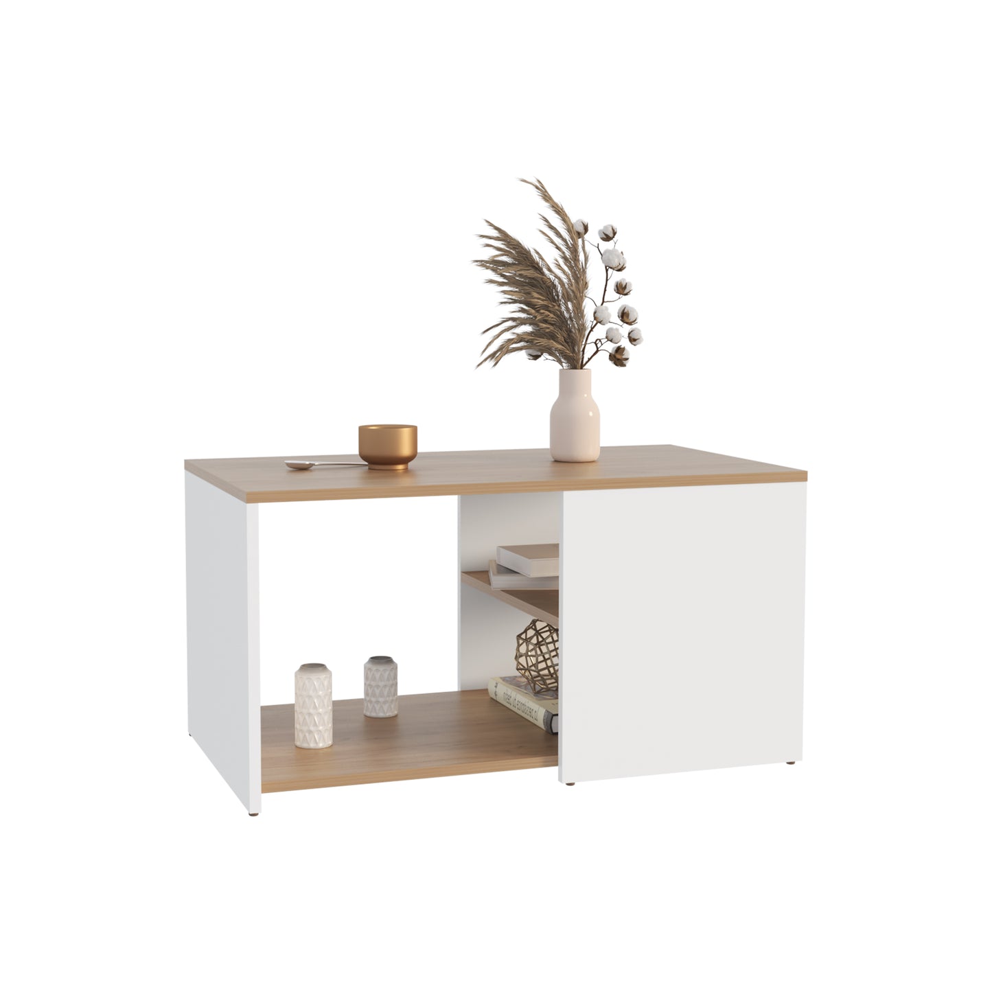 Adele 31" Wide Coffee Table with Three Shelves, Living Room, tables