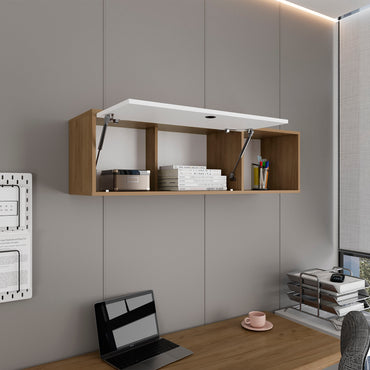 Sahara 47" Wide One - Door Wall Cabinet With Three Shelves And Pull Up Door For Home Office, Living Room, Kitchen, Garage