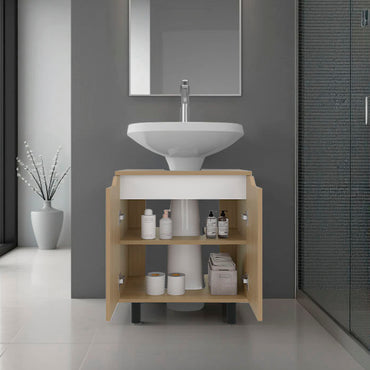Marlo Under Sink Cabinet with Two Doors and Interior Storage Shelves, Cut-Out Back, 22” Wide Freestanding, Modern Bathroom Storage