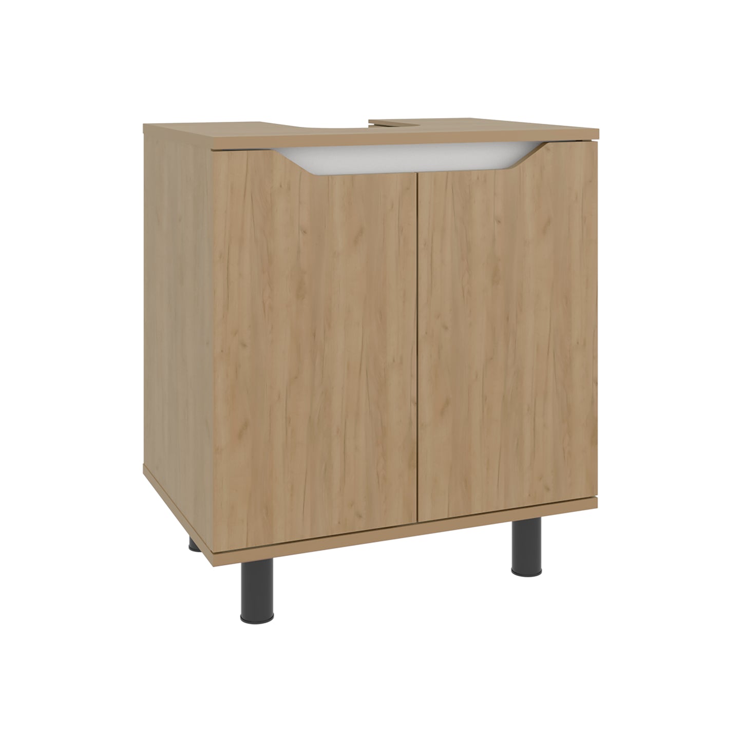 Marlo Under Sink Cabinet with Two Doors and Interior Storage Shelves, Cut-Out Back, 22” Wide Freestanding, Modern Bathroom Storage