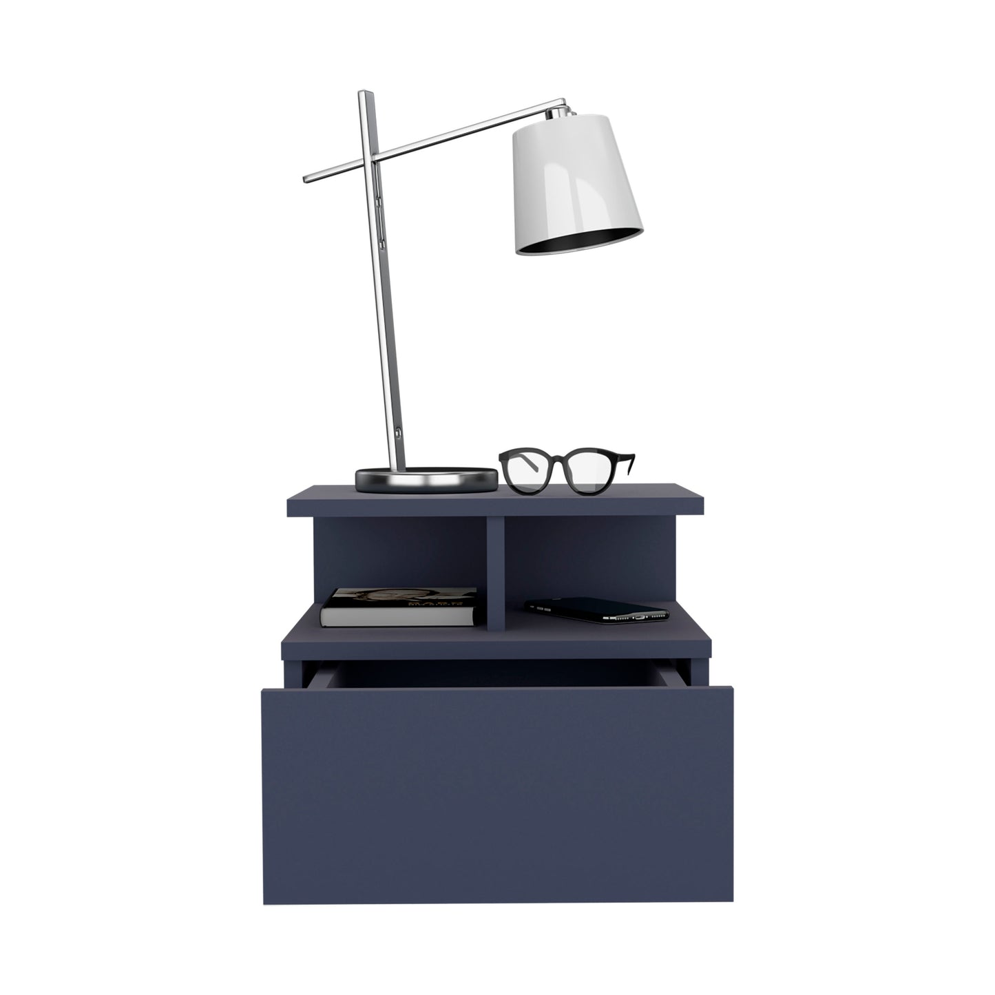 Adele Floating Nightstand, With One Drawer And Two Small Below Shelves For Storage or Decor
