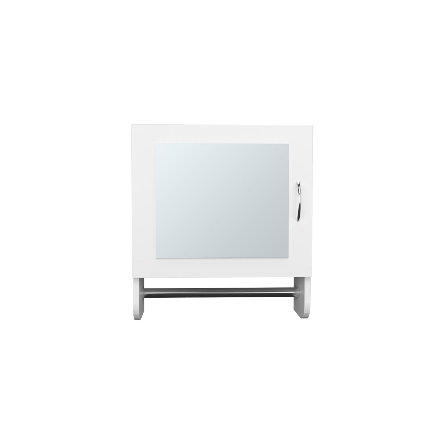 Botiq Mirror Medicine Cabinet with Towel Rack White, One door with Two interior Shelves for Bathroom, Kitchen 19.7" H x 17.7" W