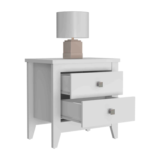 Tuhome Amara 24" Tall Nightstand with 2 Spacious Drawers, Wide Superior Top for Décor Display, Elegant Metal Handles, Classic–Modern Bedroom Storage Solution Offering Style, Functionality and Daily Organization