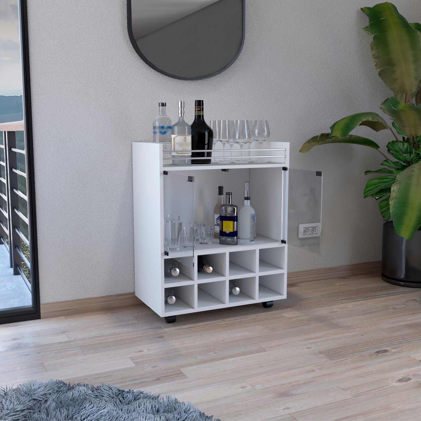 Bar Cart St Andrews with Cubby Shelving and Superior Glass Support