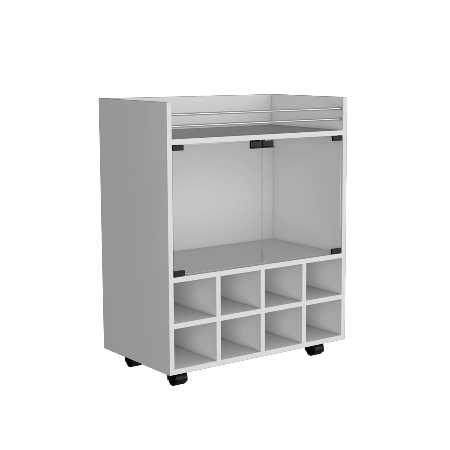 Bar Cart St Andrews with Cubby Shelving and Superior Glass Support