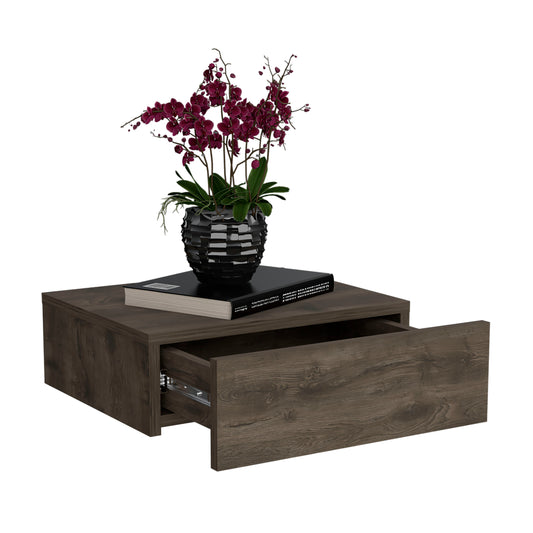 TUHOME Milano Floating Nightstand with Wall-Mounted Design, Spacious Storage Drawer and Upper Display Surface Offering Minimalist Space-Saving Organization and Durable Engineered Wood Construction for Modern Bedroom Interiors