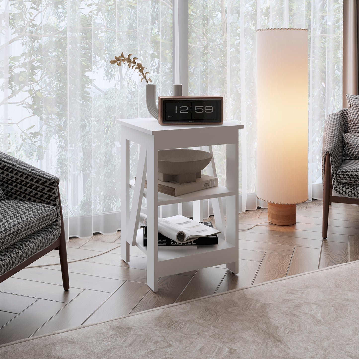 Taylor End Table, Side Table, Nightstand, 3-Tier Storage Shelf, Sofa Table for Small Space