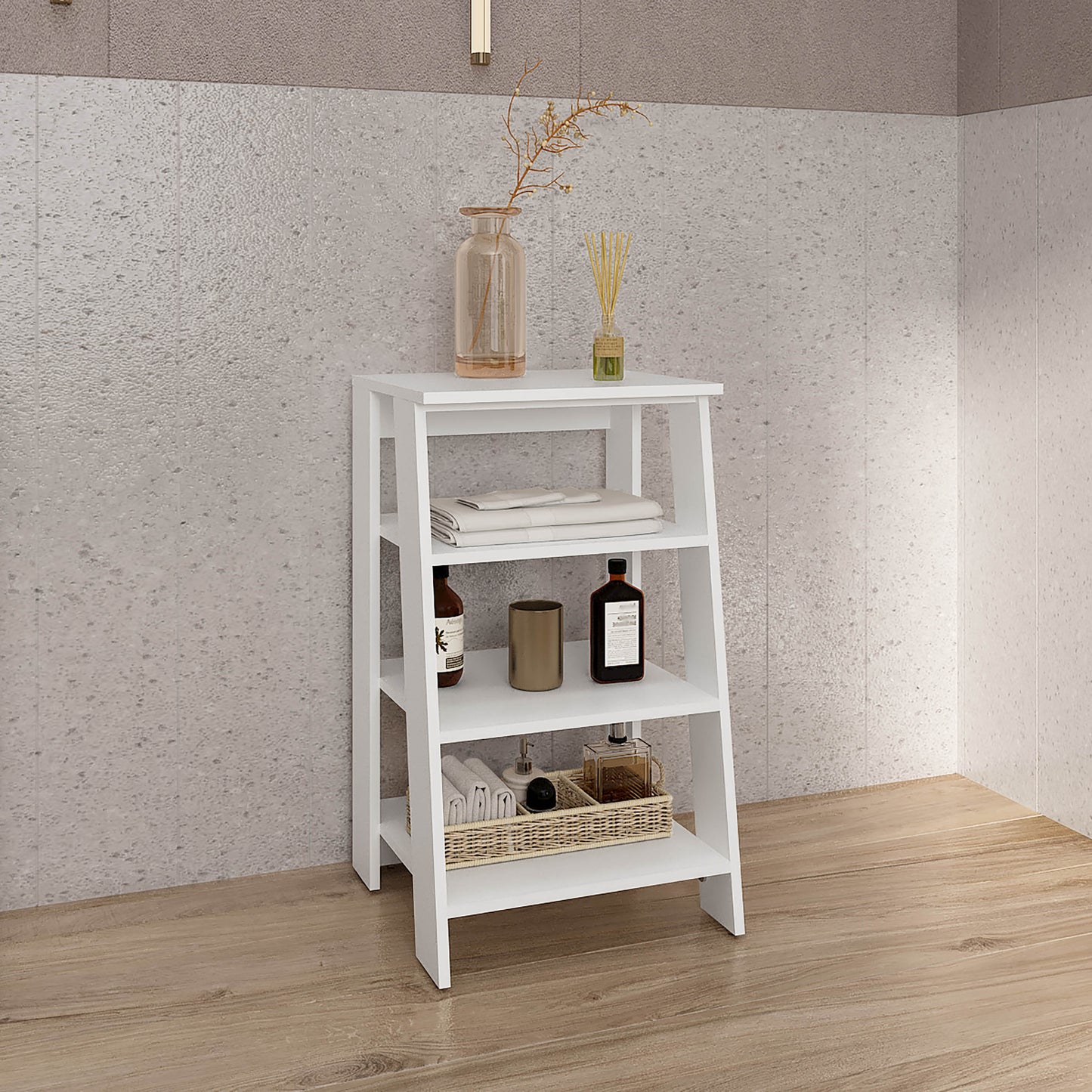 Bathbi Ladder Shelf Organizer for Bathroom, Side Table, Living room 30" High 4-Tier