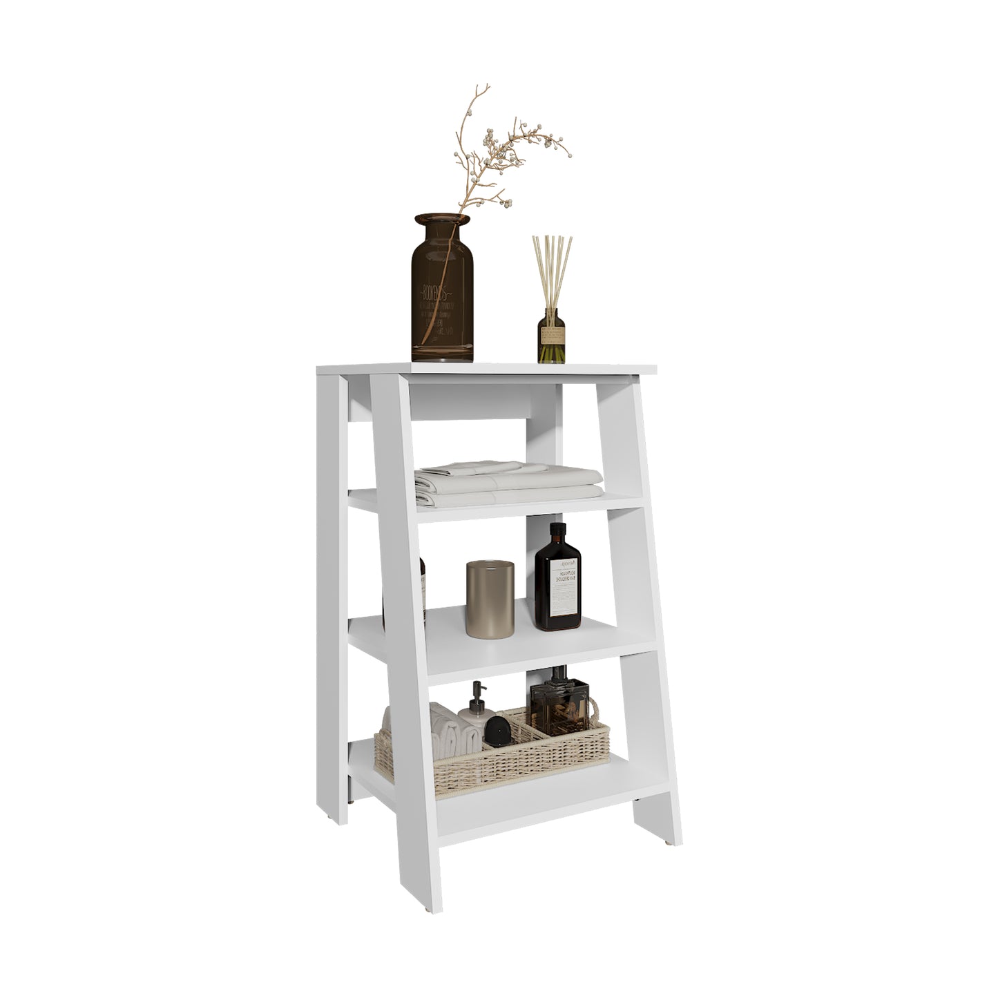 Bathbi Ladder Shelf Organizer for Bathroom, Side Table, Living room 30" High 4-Tier