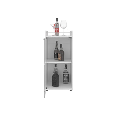 Theba Minibar Cabinet Two Doors, Open Shelf And Compact Design, Modern Bar Storage