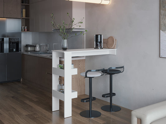 Aurora Kitchen Counter Table Table with Storage Shelf, Modern Design for Kitchen Side Dining Table, Breakfast Table, Bars or Dining Room