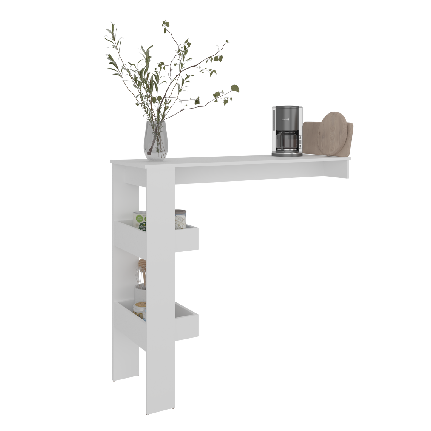 Aurora Kitchen Counter Table Table with Storage Shelf, Modern Design for Kitchen Side Dining Table, Breakfast Table, Bars or Dining Room