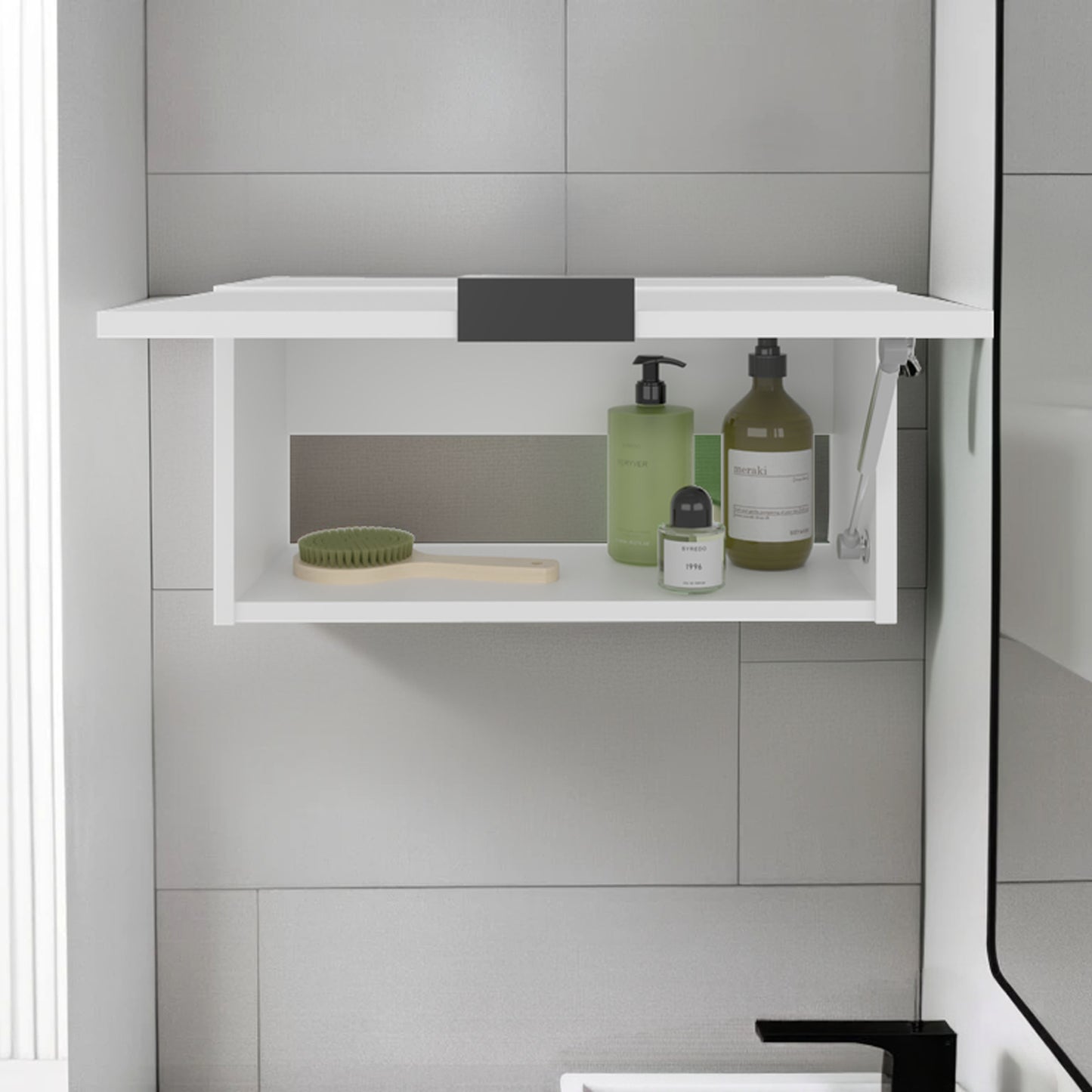 Elsah Pull-Up Door Wall Cabinet, Compact Kitchen, Garage or Bathroom Storage Unit