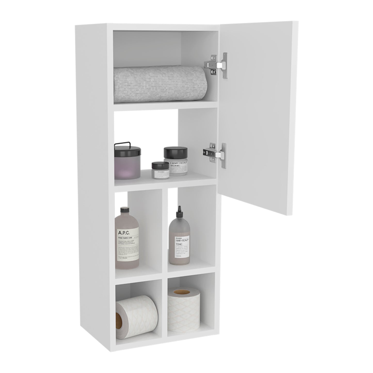 Niwot Wall Bathroom Cabinet, One Door, Organizer For Toiletries And Towels