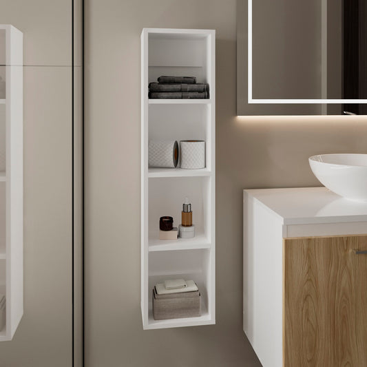 40" High Wall Cabinet, Vertical Wall-Mounted Storage Tower with 4 Spacious Shelves, Slim Bathroom Organizer for Toiletries & Towels, Space-Saving Modern Cabinet, Easy Assembly