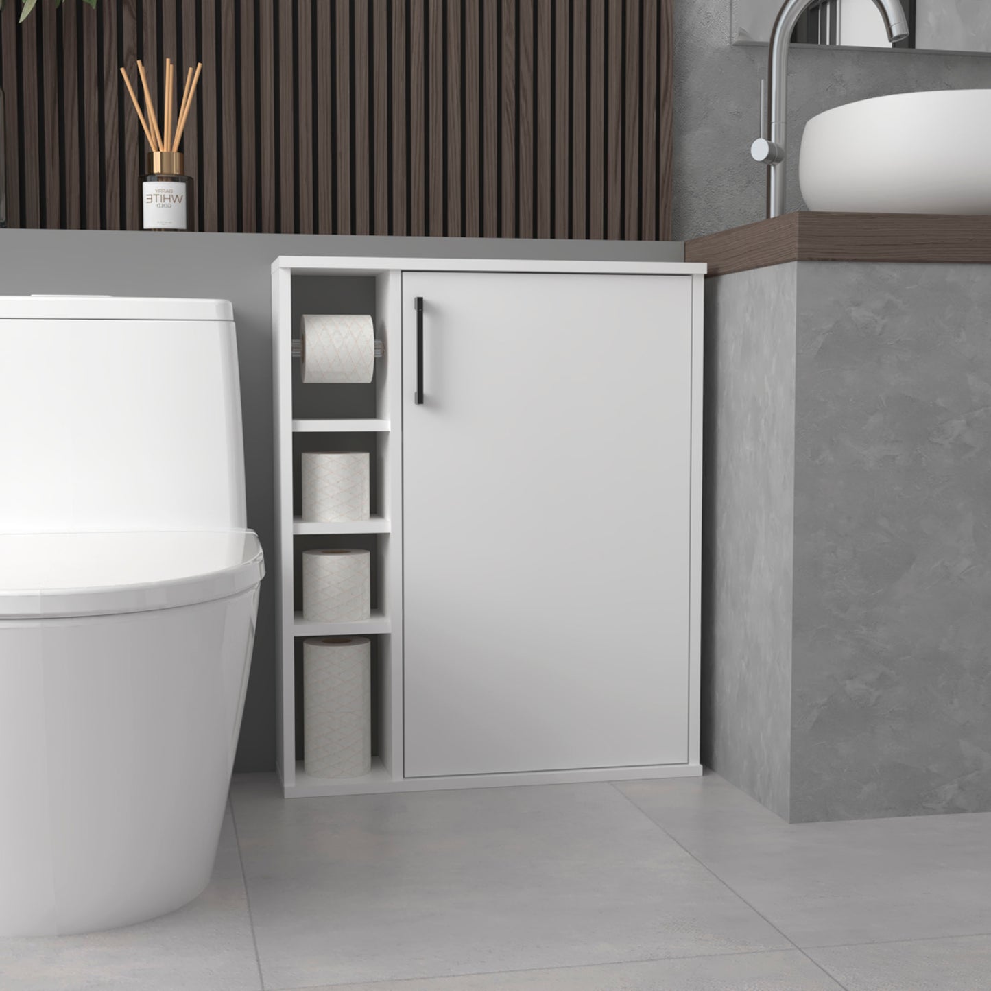 Meller Wall-Mounted Medicine Cabinet With One Door And 3 Open Shelves, Modern Bathroom Storage Organizer