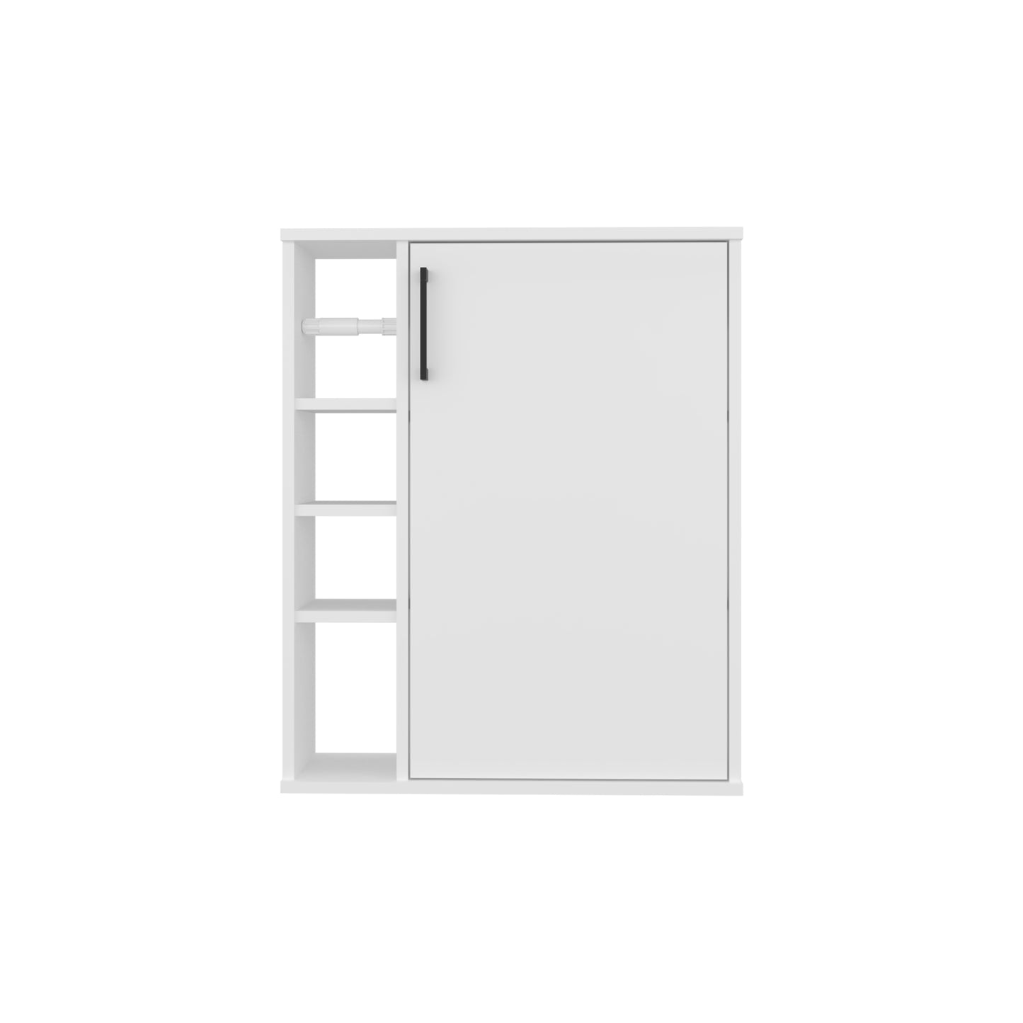 Meller Wall-Mounted Medicine Cabinet With One Door And 3 Open Shelves, Modern Bathroom Storage Organizer