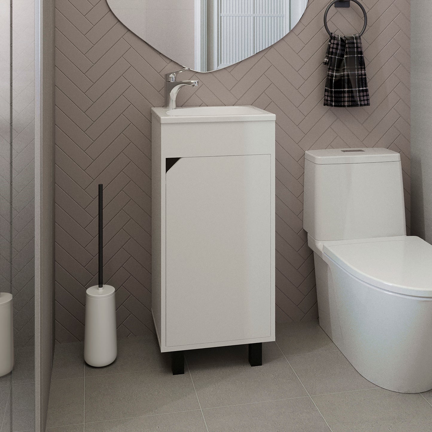 Free standing Vanity Bethel 15.7" Wide, Large Door with Two Shelves